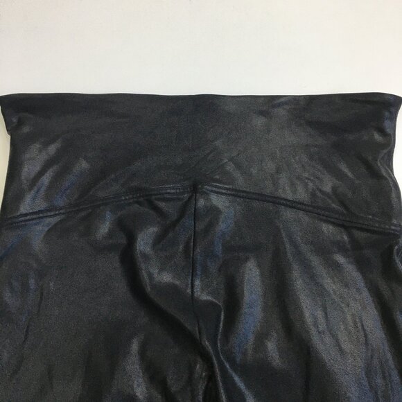 SPANX Black Textured Coated Shaping Slimming Pull On Cropped/Ankle Leggings - Picture 8 of 13